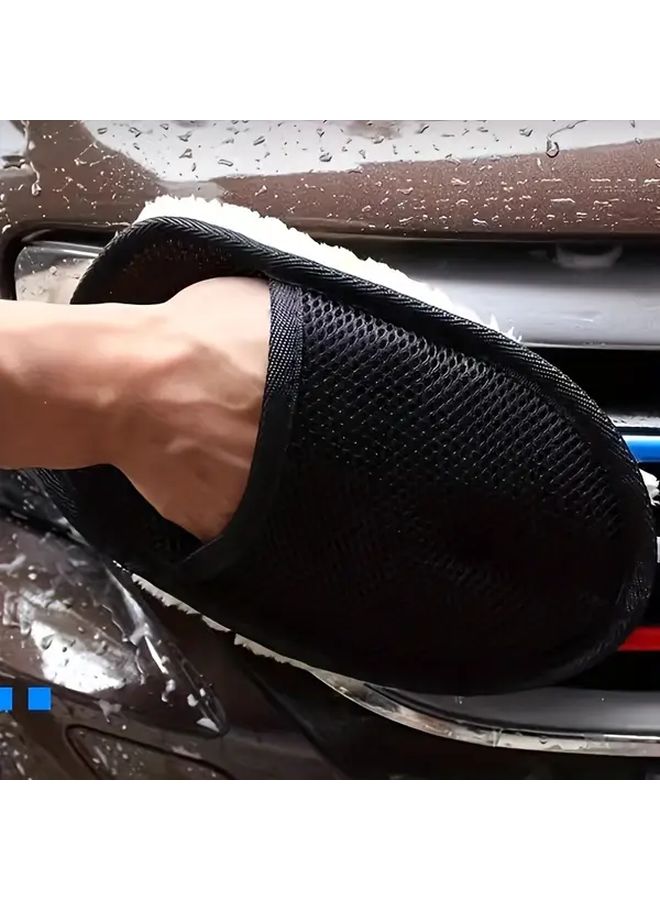 قفازات غسيل السيارات من الفرو السميك جدًا 4 قطع لا تسبب ضررًا للطلاء أثناء التنظيف - Image 3